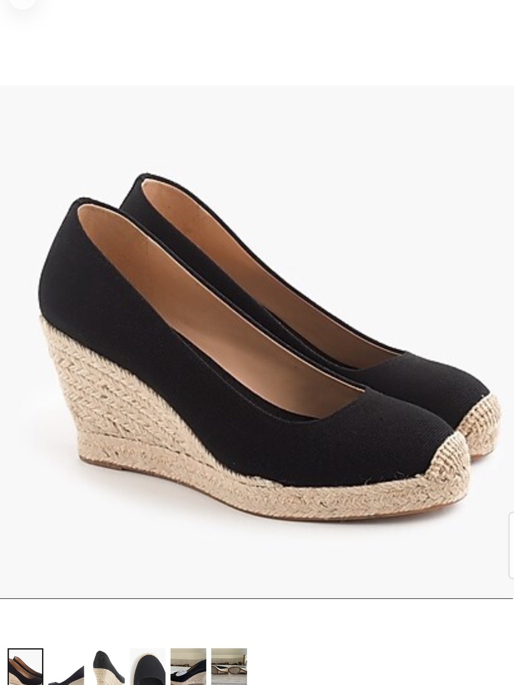 J. Crew Black Espadrille Wedge Pumps with Natural Jute Platform